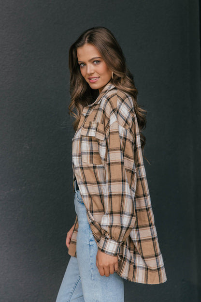 "Heritage" Plaid Button Down in Tan