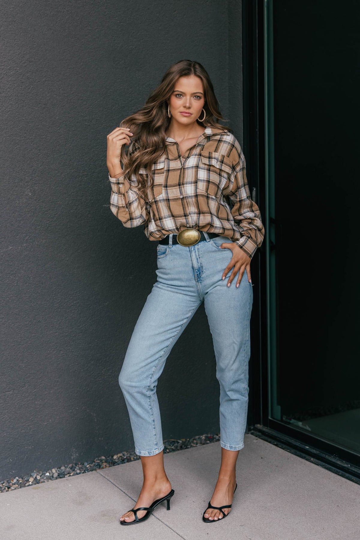 "Heritage" Plaid Button Down in Tan