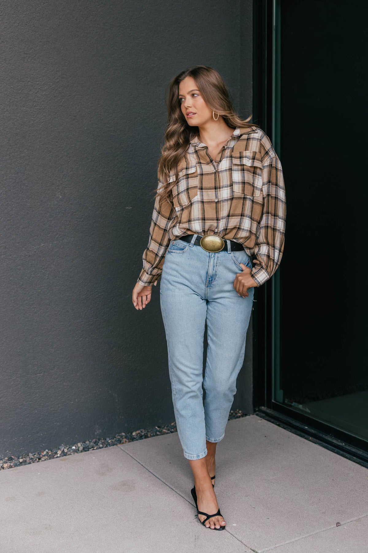 "Heritage" Plaid Button Down in Tan