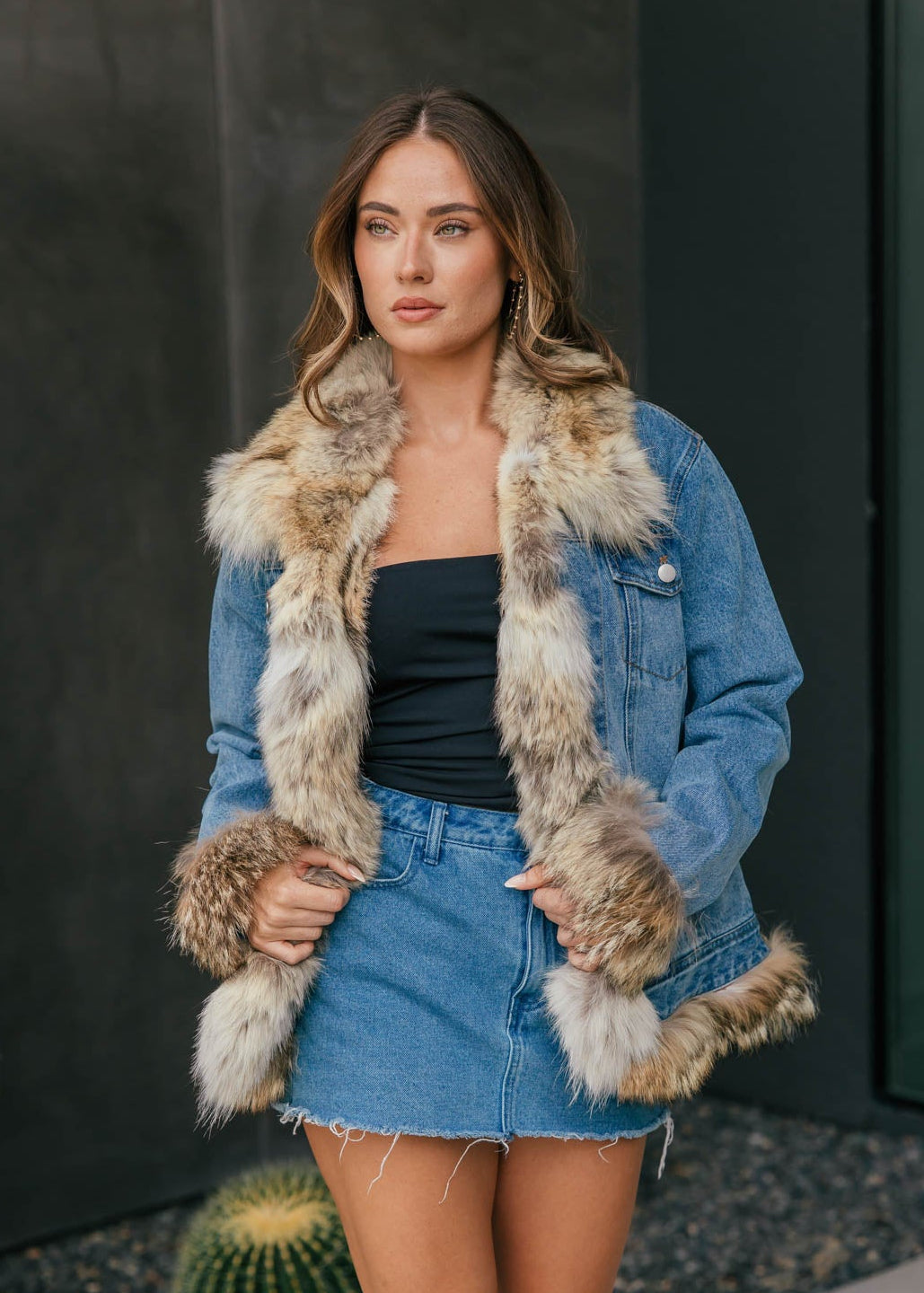 LIMITED EDITION! Denim Jacket w/ Vintage Coyote Trim