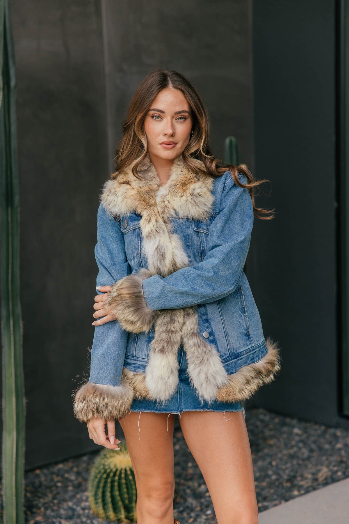 LIMITED EDITION! Denim Jacket w/ Vintage Coyote Trim