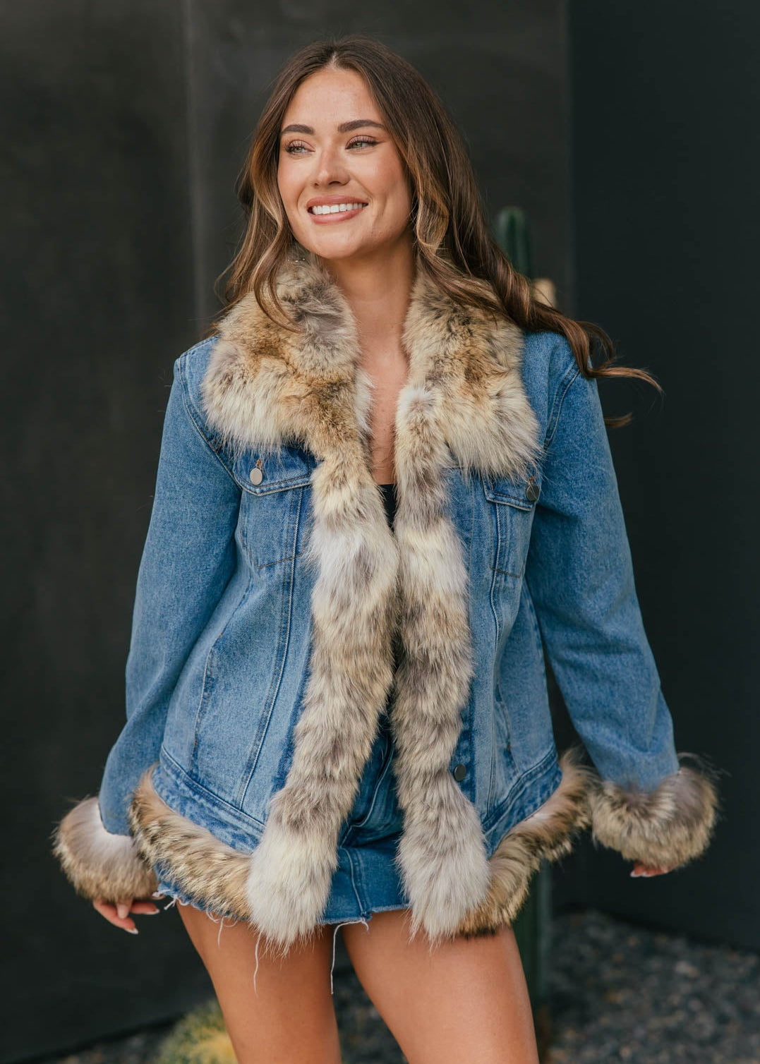 LIMITED EDITION! Denim Jacket w/ Vintage Coyote Trim