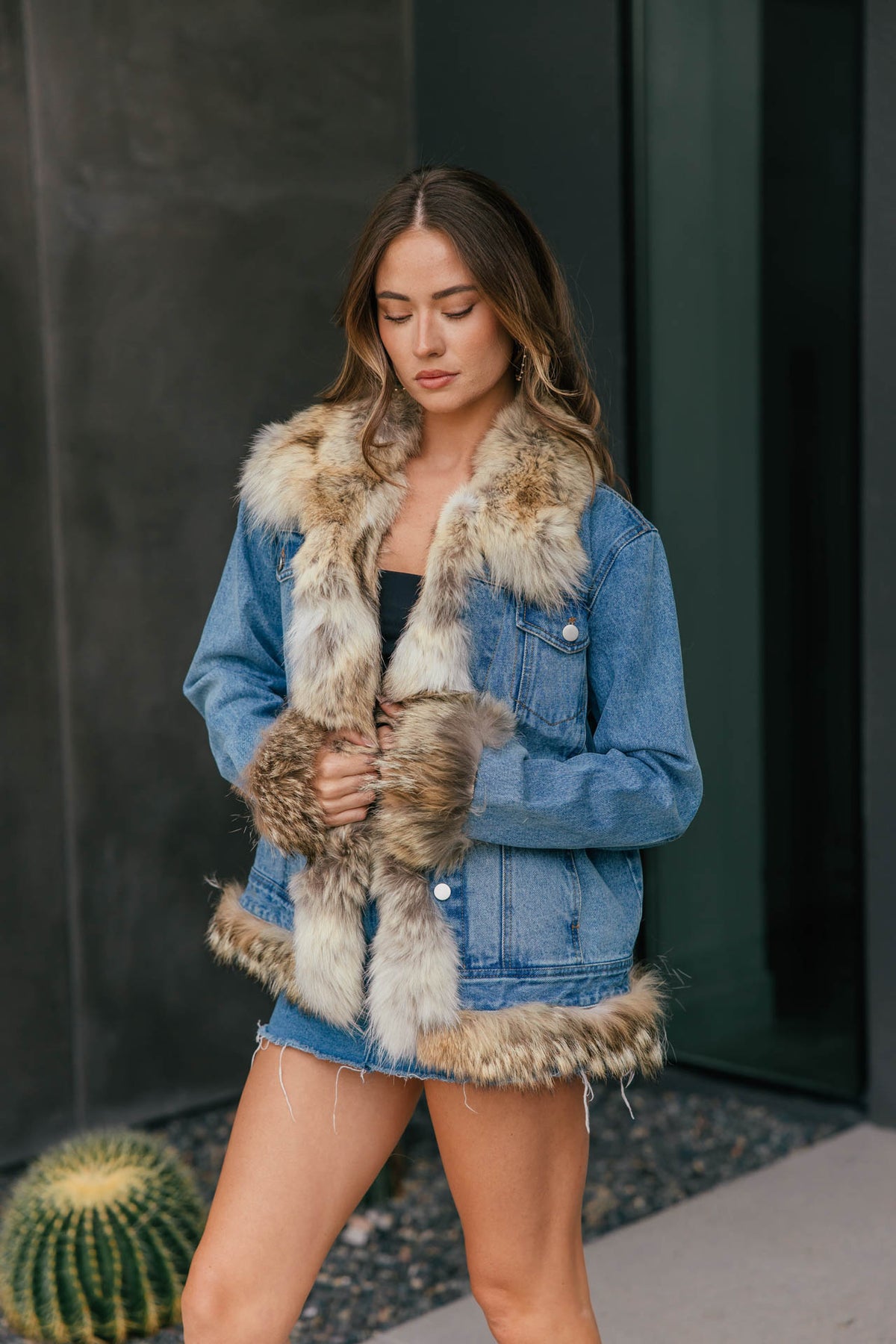 LIMITED EDITION! Denim Jacket w/ Vintage Coyote Trim