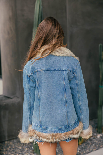 LIMITED EDITION! Denim Jacket w/ Vintage Coyote Trim