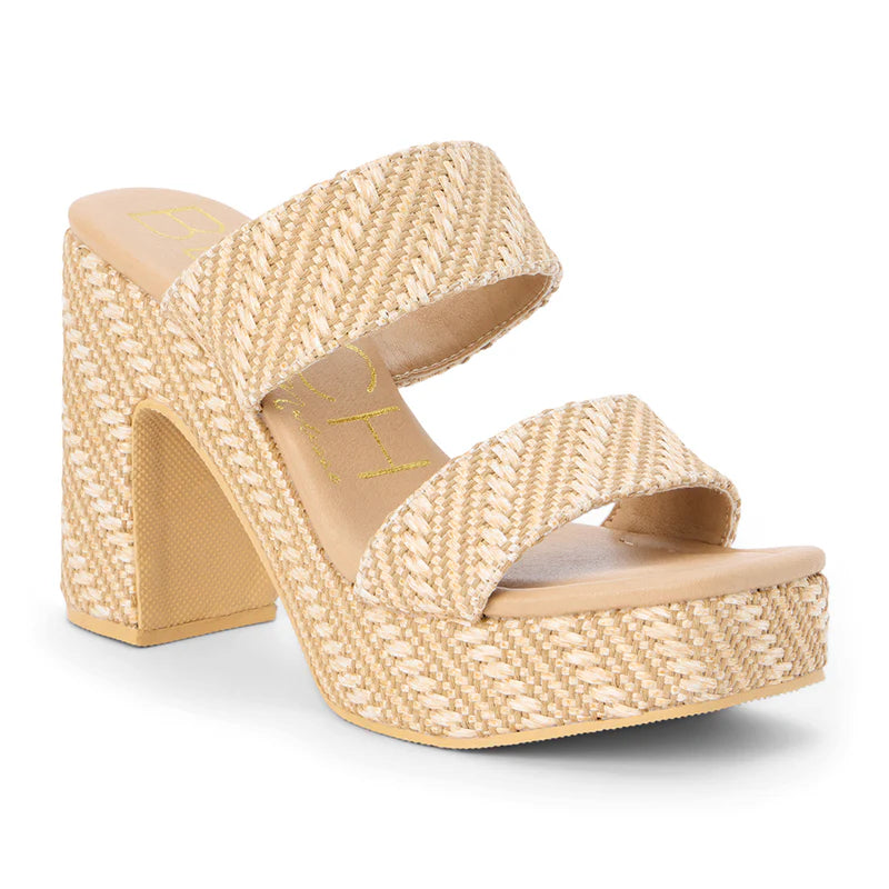 Gem Platform Heel in Nude Raffia