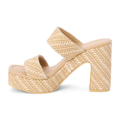 Gem Platform Heel in Nude Raffia