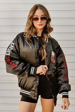 LICENSED!! "Coors Light" Official Nylon Bomber Jacket in Black Satin