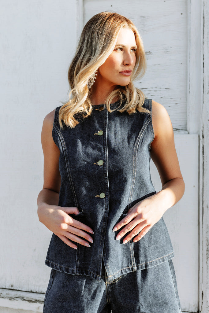 NEW!! The Midland Denim Vest and Short Set