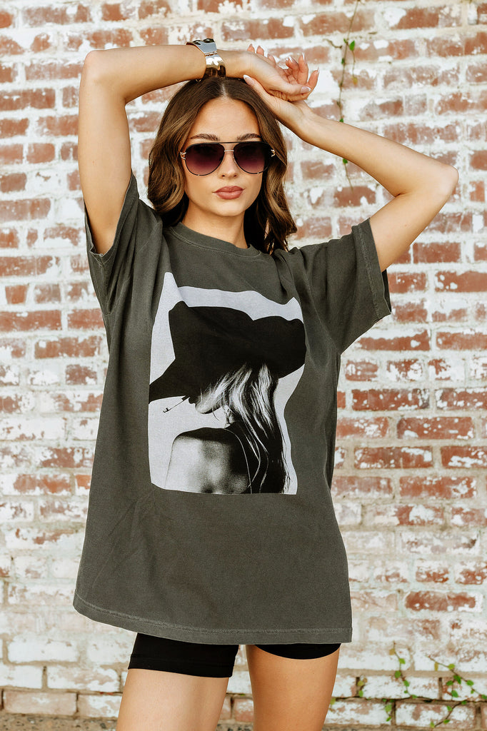 GB ORIGINAL!! The "Paris Cowgirl" Tee in Charcoal