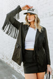 NEW!! Black Fringe Satin Blazer