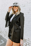 NEW!! Black Fringe Satin Blazer