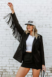 NEW!! Black Fringe Satin Blazer