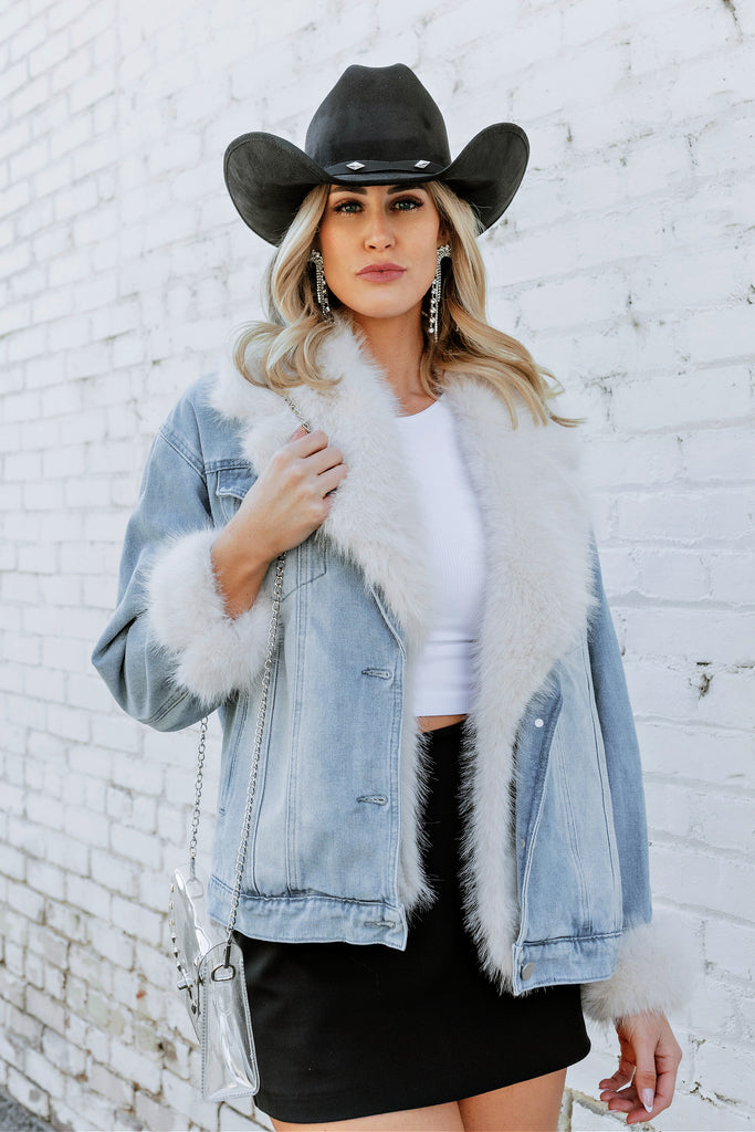 PREORDER!! Penny Faux Fur Denim Jacket