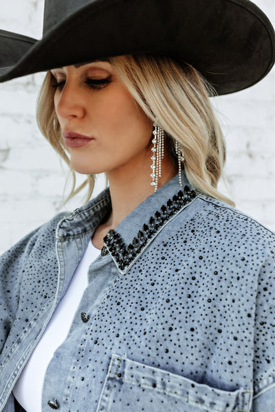 NEW!! "On the Move" Rhinestone Denim Shirt