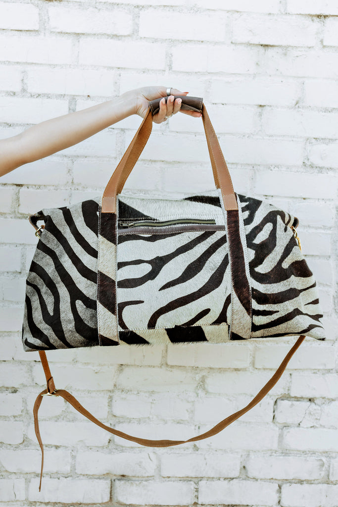 EXCLUSIVE!! Zebra Cowhide Duffel Bag