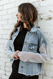 NEW!! Denim and Fishnet Sleeve Jacket