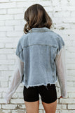 NEW!! Denim and Fishnet Sleeve Jacket