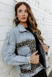 NEW!! Denim Jacket with Leopard Print