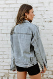 NEW!! Denim Jacket with Leopard Print