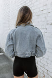 FINAL SALE!! Cropped Denim Moto Jacket