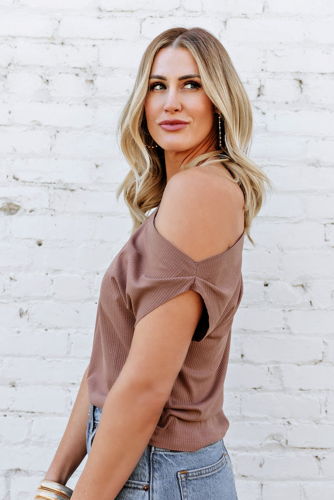 NEW!! Drop Shoulder Top in Mocha by Sunday Ritual