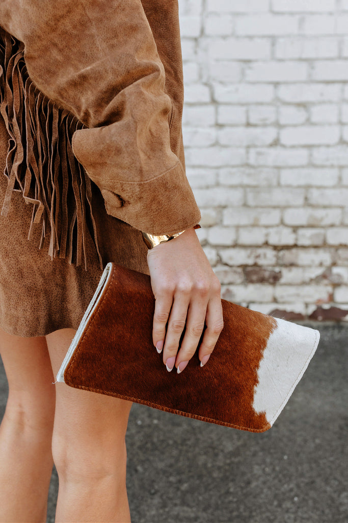 AS SEEN ON WEST DESPERADO!! Cowhide Brindle Clutch