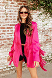 NEW!! Fuchsia Fringe Satin Blazer