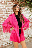 NEW!! Fuchsia Fringe Satin Blazer