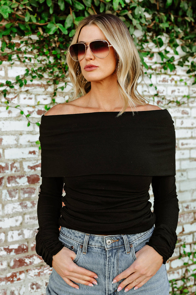 NEW!! The "Hideaway" Off The Shoulder Knit Top in Black