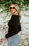 NEW!! The "Hideaway" Off The Shoulder Knit Top in Black