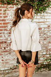 NEW!! Carolina Leather Ruffle Sleeve Jacket in Winter White by LaMarque