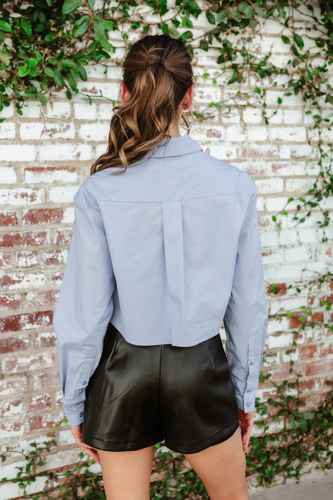 FINAL SALE!! Lightweight Rhinestone Button Down Shirt in Blue