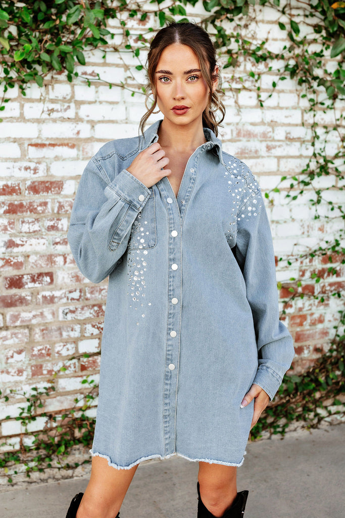 NEW!! Shania Rhinestone Denim Shacket & Dress