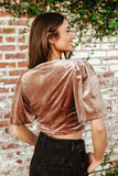 NEW!! Velvet Bow Puff Sleeve Crop Top