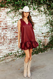 NEW!! The Downtown Bubble Dress in Maroon