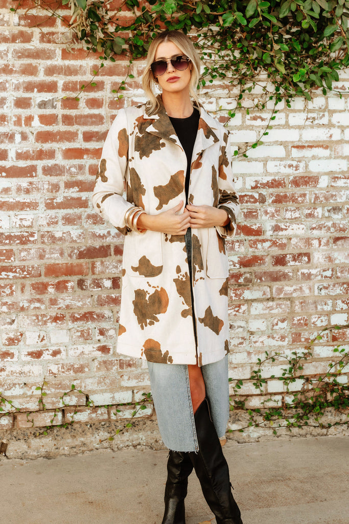 NEW!! Faux Suede Cow Print Blazer/Coat