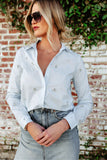 NEW!! Take Me Out Rhinestone Cotton Top in Blue