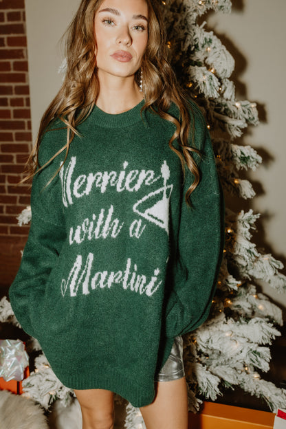 BEST SELLER!! “Merrier with a Martini" Sweater