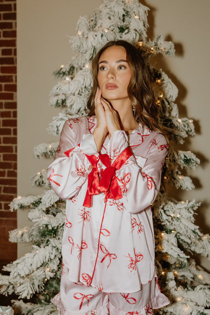 FINAL SALE!! Satin Bow Pajama Set