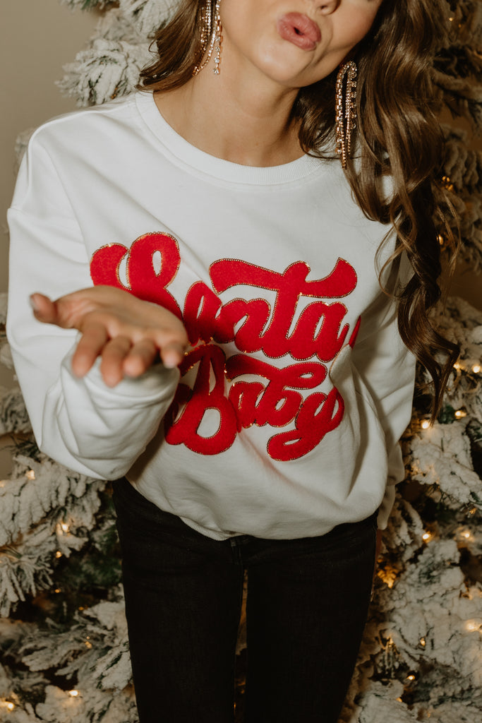 NEW!! Santa Baby Sweatshirt in White