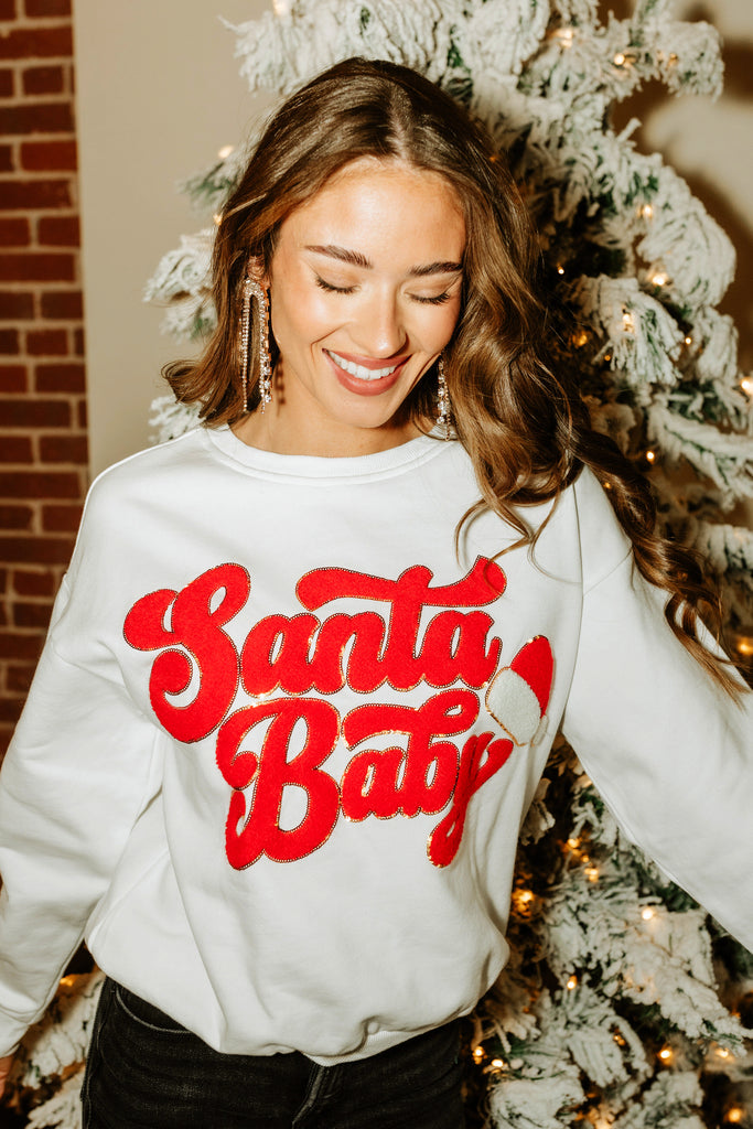 NEW!! Santa Baby Sweatshirt in White