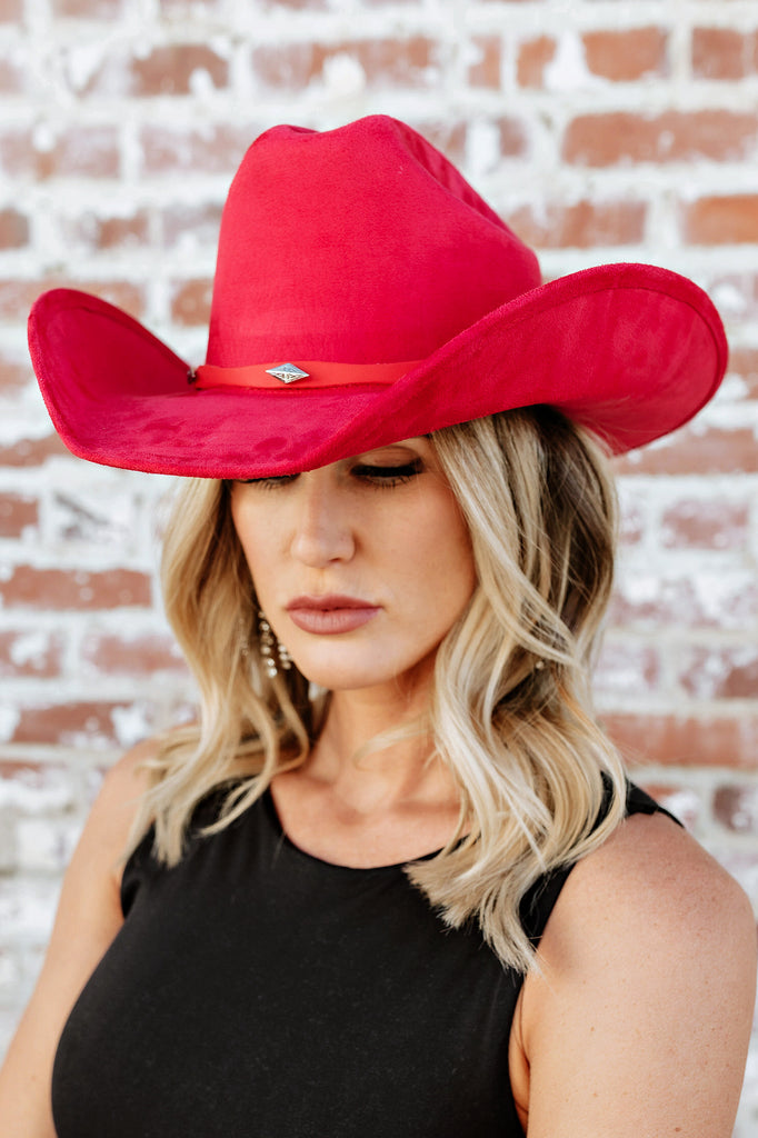 NEW!! The "Dolly" Faux Suede Cowboy Hat in Red