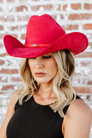 NEW!! The "Dolly" Faux Suede Cowboy Hat in Red