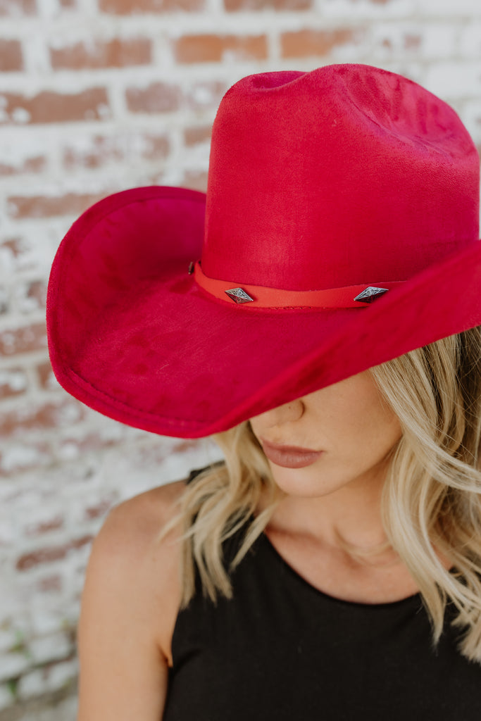 NEW!! The "Dolly" Faux Suede Cowboy Hat in Red