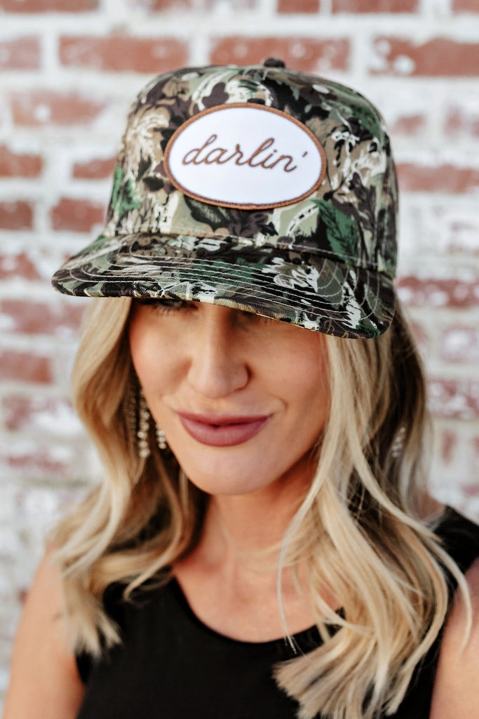 NEW!! DARLIN Patch Trucker Hat in Camo by DARLIN' Brand