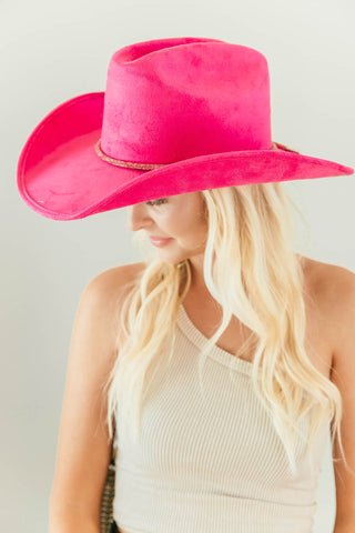 NEW!! The Kenny Faux Suede Cowboy Hat in Hot Pink