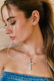 18K White Gold Filled Cross Pendant Necklace