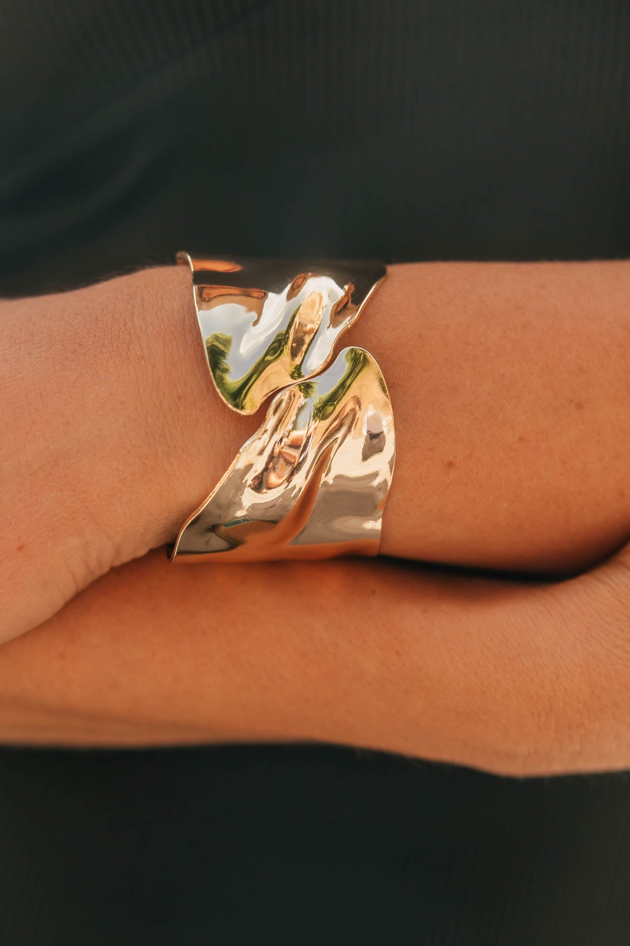 NEW!! Abstract Textured Cuff Bracelet in Gold