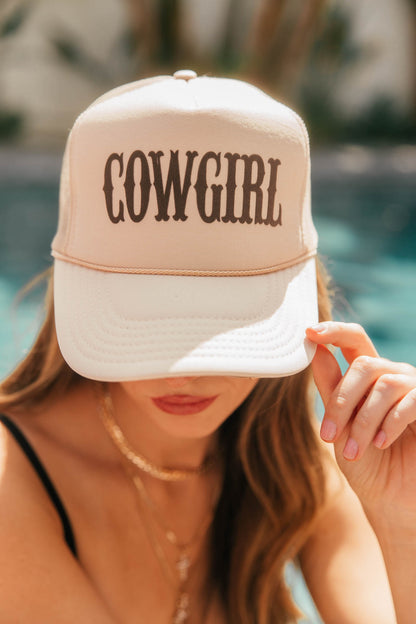NEW!! "COWGIRL" Trucker Hat in Tan