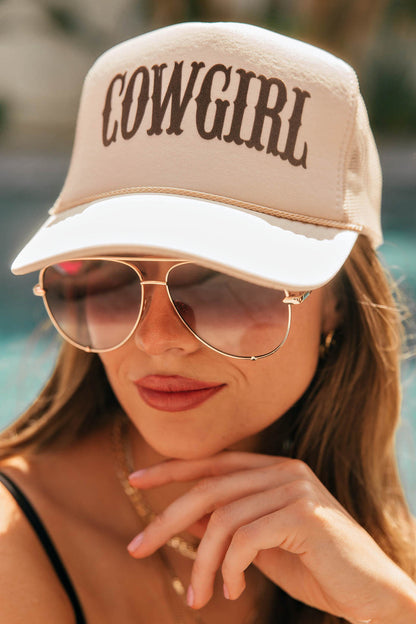NEW!! "COWGIRL" Trucker Hat in Tan